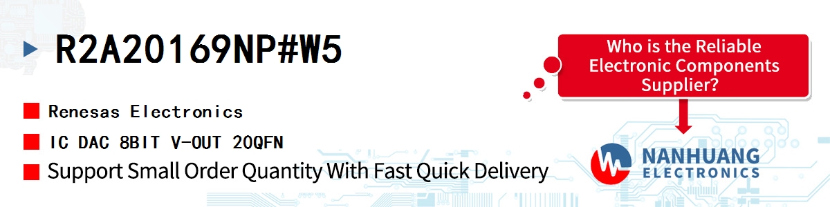 R2A20169NP#W5 Renesas IC DAC 8BIT V-OUT 20QFN