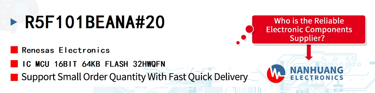R5F101BEANA#20 Renesas IC MCU 16BIT 64KB FLASH 32HWQFN
