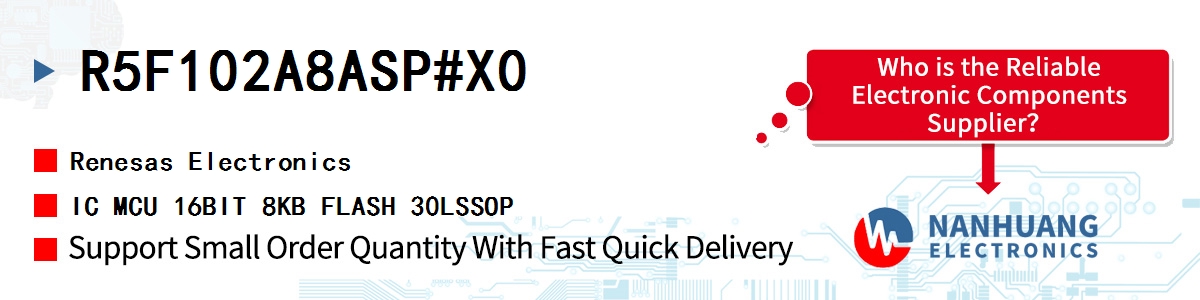 R5F102A8ASP#X0 Renesas IC MCU 16BIT 8KB FLASH 30LSSOP