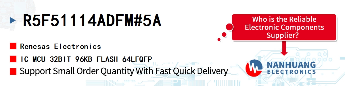 R5F51114ADFM#5A Renesas IC MCU 32BIT 96KB FLASH 64LFQFP