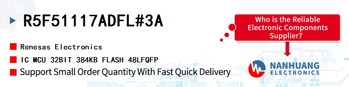 R5F51117ADFL#3A Renesas IC MCU 32BIT 384KB FLASH 48LFQFP