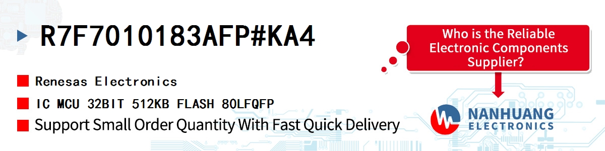 R7F7010183AFP#KA4 Renesas IC MCU 32BIT 512KB FLASH 80LFQFP
