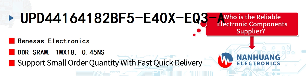 UPD44164182BF5-E40X-EQ3-A Renesas DDR SRAM, 1MX18, 0.45NS
