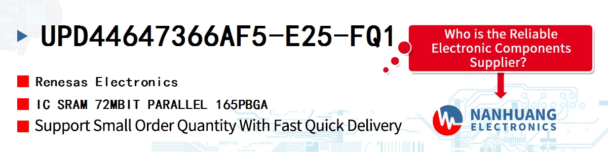 UPD44647366AF5-E25-FQ1 Renesas IC SRAM 72MBIT PARALLEL 165PBGA
