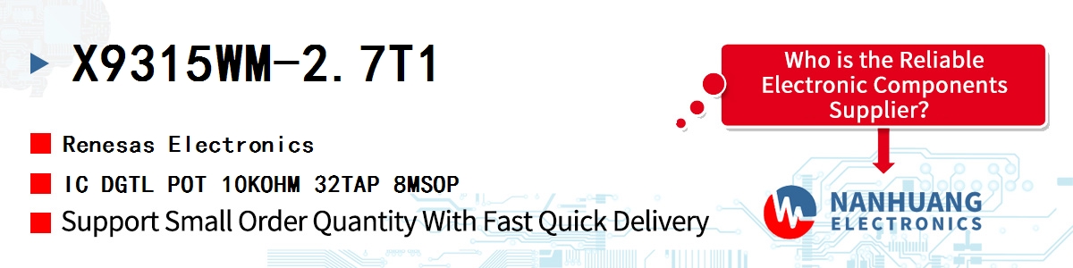 X9315WM-2.7T1 Renesas IC DGTL POT 10KOHM 32TAP 8MSOP