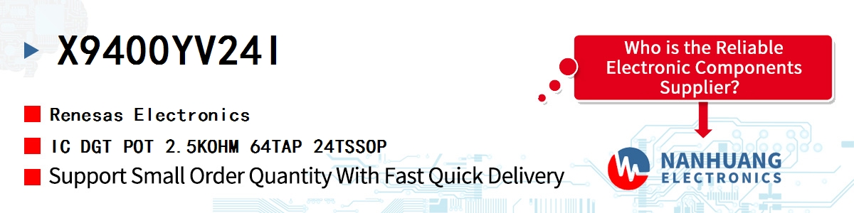 X9400YV24I Renesas IC DGT POT 2.5KOHM 64TAP 24TSSOP