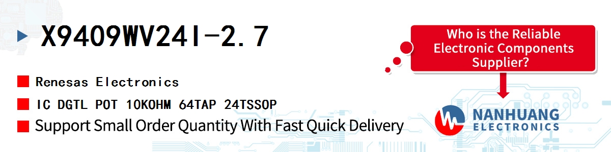 X9409WV24I-2.7 Renesas IC DGTL POT 10KOHM 64TAP 24TSSOP