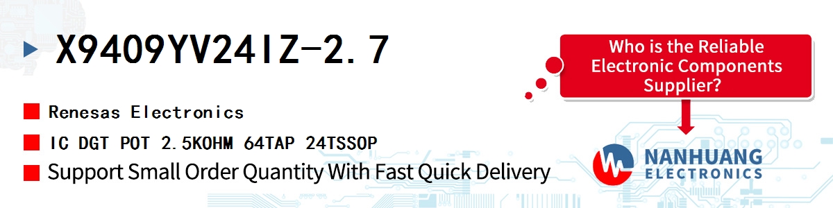 X9409YV24IZ-2.7 Renesas IC DGT POT 2.5KOHM 64TAP 24TSSOP
